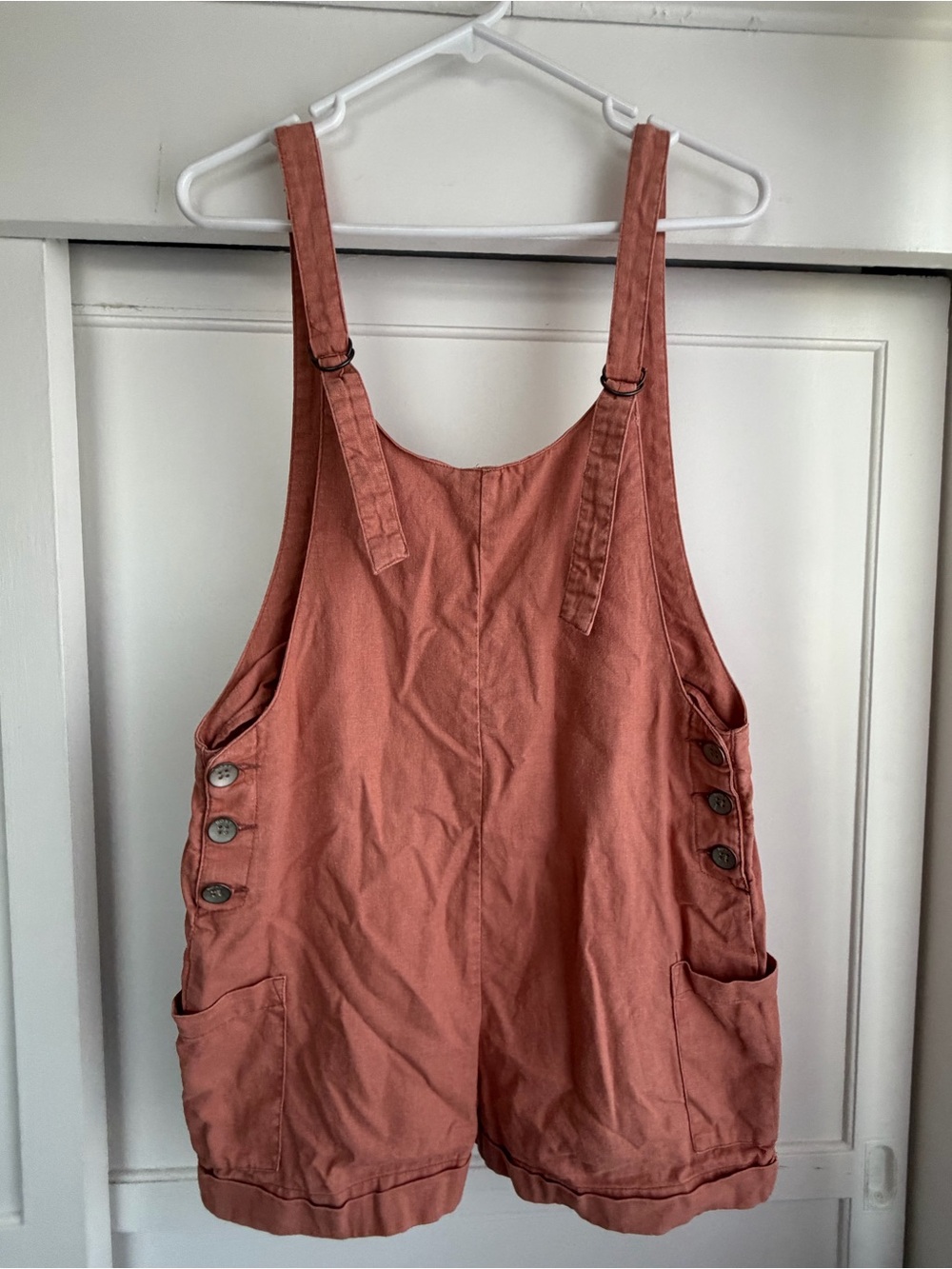 Roxy Women’s Dusty Pink Linen Short Overalls